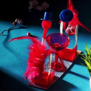MANGO PIE Rangoli Drinking Bird Red — drinking bird (crystal bird) science toy by Mango Pie
