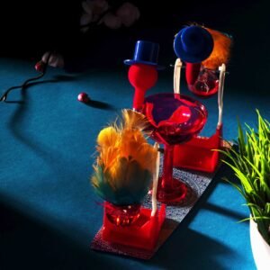 MANGO PIE Rangoli Drinking Bird Red Yellow-Green-Red — drinking bird (crystal bird) science toy by Mango Pie