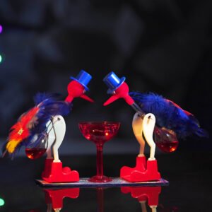 MANGO PIE Rangoli Drinking Bird Royal Blue — drinking bird (crystal bird) science toy by Mango Pie