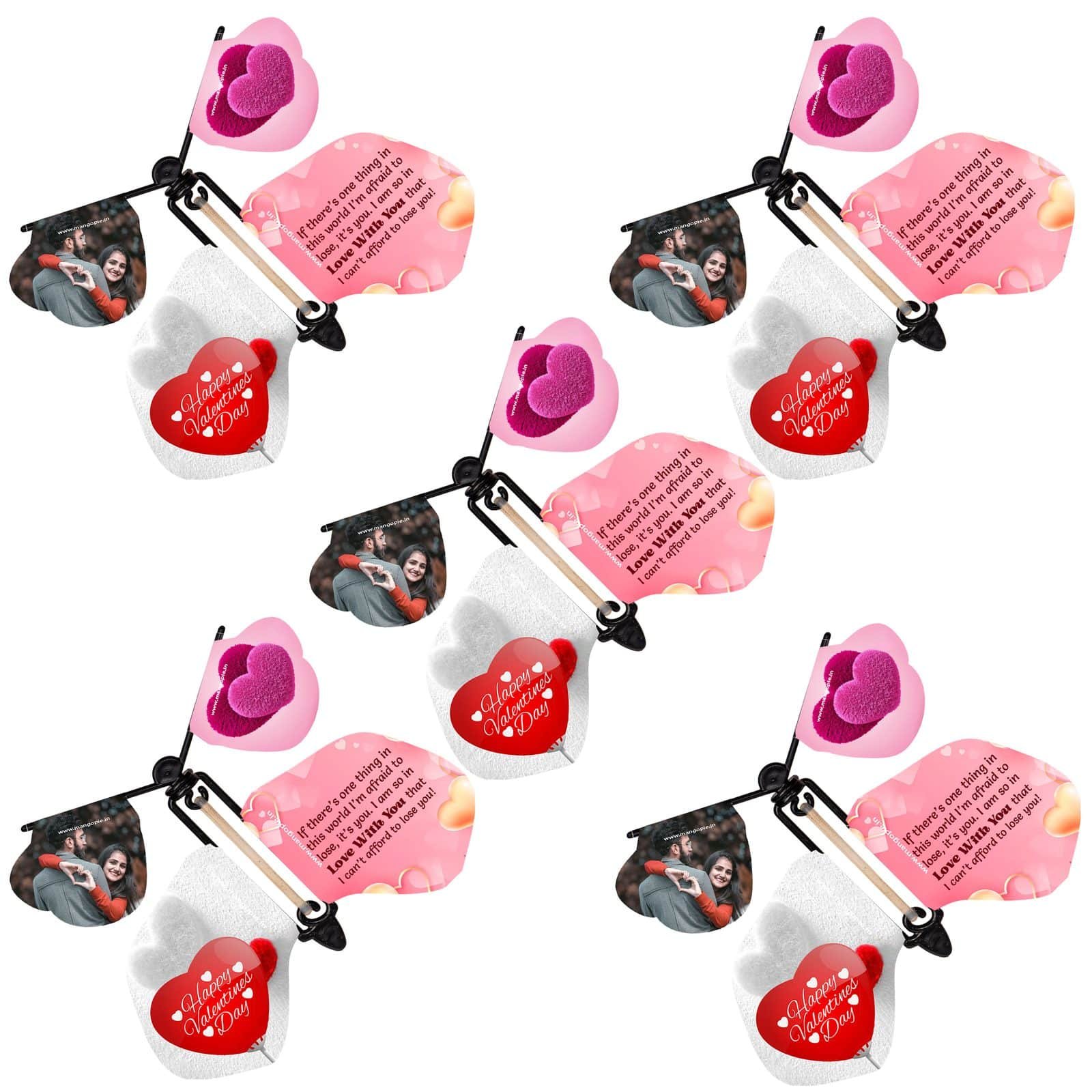MANGO PIE Wind-Up Flying Butterfly Toy - Elastic Band Powered Surprise Toy, Pack of 5 (Love Pink, Wedding & Valentine Theme)