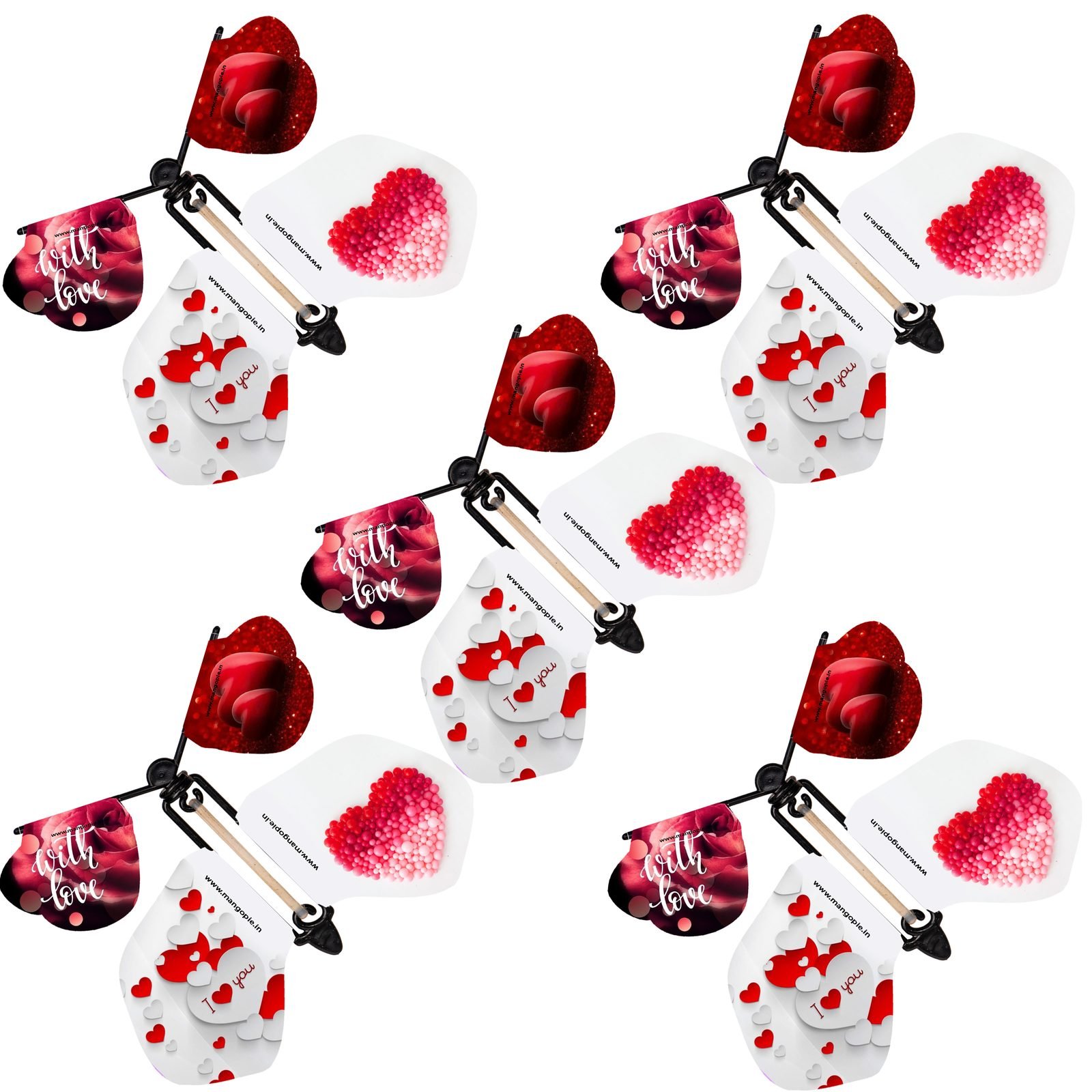 MANGO PIE Windup Flying Butterfly Love Valentine Day Butterfly Gag Toy (RED) Set of 5, for Adult
