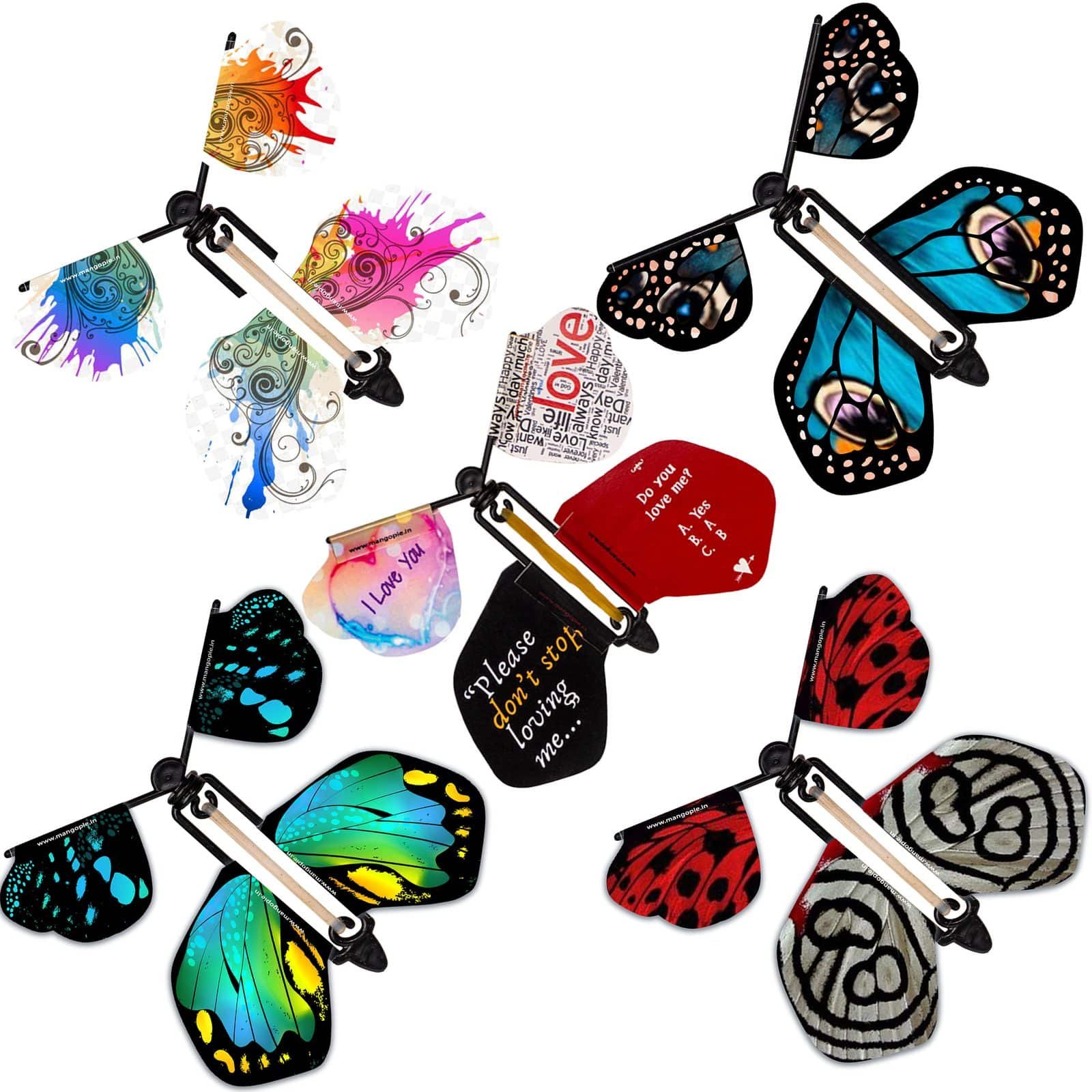MANGO PIE Elastic Band Powered Magical Flight:Windup Butterfly Toy For Creative Fun And Stress Relief For 8Yrs & Up Pack Of 5 Multy, Kid